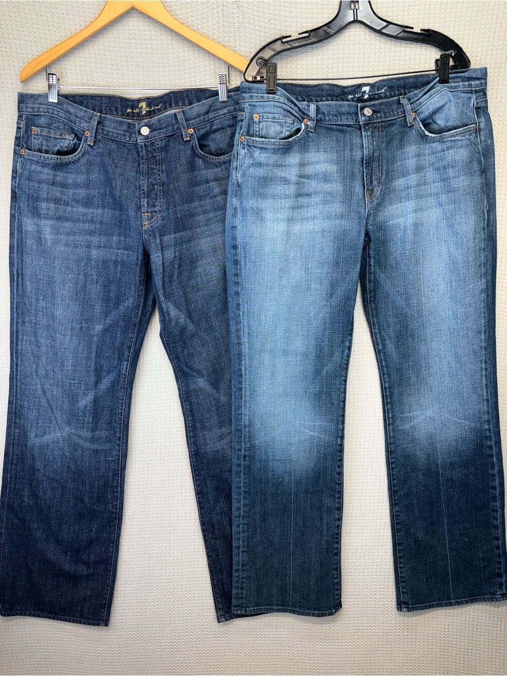 Lot Of Two 7 For All Mankind Men’s Jeans Size 38 Blue Bootcut Relaxed EUC